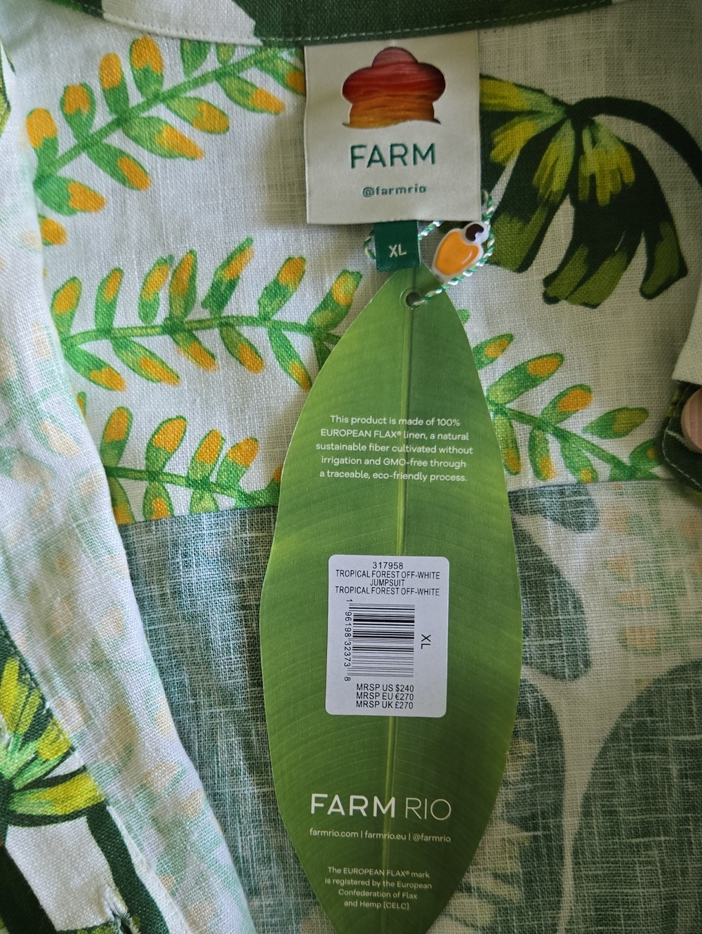 Farm Rio Tropical Forest Linen Jumpsuit XL NWT Brunch Weekend Chic - Picture 3 of 12